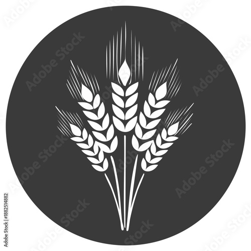White wheat stalks icon on dark gray background: abstract vector illustration