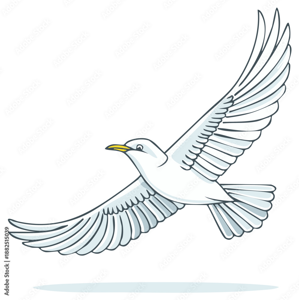 Obraz premium White dove in flight with wings spread wide, symbolizing peace and freedom