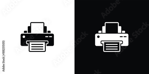 Black and white printer set on contrasting backgrounds for digital use
