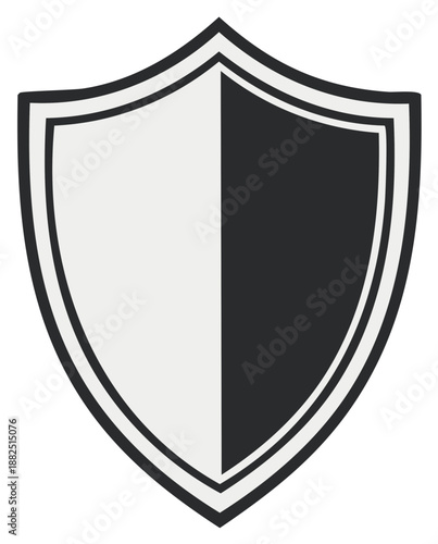 Free Download Heraldic Shield Icon Split Vertically Black and White Color Protection Symbol Flat Design - GFXLoad