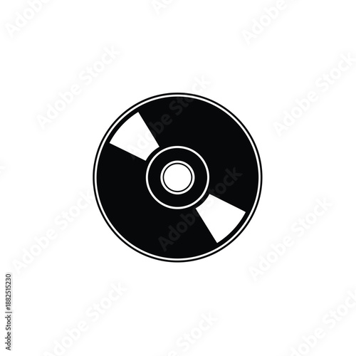 Black and white vinyl record with spiral groove and missing sections