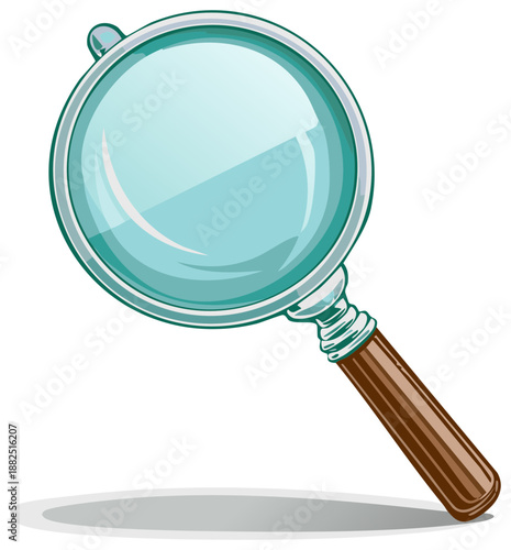 Magnifying Glass Cartoon Style With Wooden Handle Illustration Search Discovery Tool