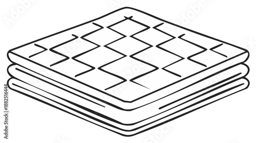 Simple Outline Drawing of Stacked Quilted Mattresses or Comfortable Sleeping Pads