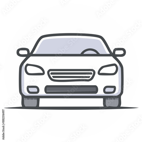 Modern car front view simple illustration stylized vector art