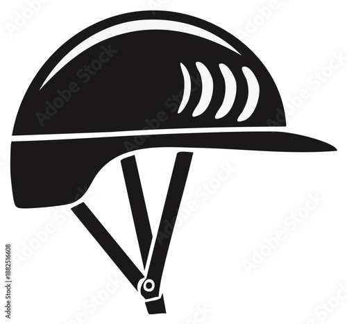 Black Equestrian Riding Helmet Silhouette Icon Vector Illustration Safety Equipment Headgear