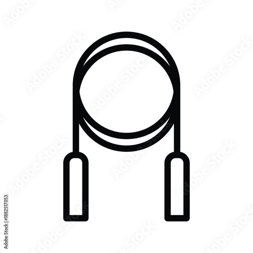 A minimalist line drawing representing a jump rope, perfect for fitness or sports themes. Kids and Toys single line icon UI design.