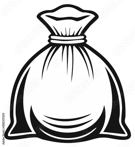 Vector Illustration of a Simple Tied Drawstring Bag