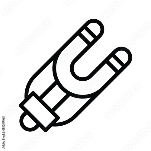 A simple outline icon of a horseshoe magnet, representing magnetism and science. Kids and Toys single line icon UI design.