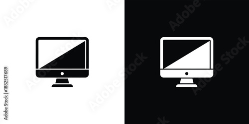 Computer Monitor Diagonal Split on White and Black Backgrounds