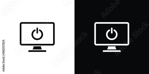 Computer Monitor Power on White and Black Backgrounds