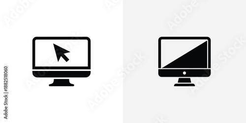 Computer monitor with cursor and split screen display on light background