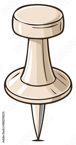 Cartoon illustration of a pushpin office supply isolated design