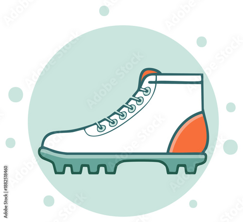 Sport Boot Icon Graphic Design with Laces and Studded Sole