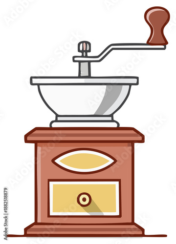 Antique Coffee Mill Hand Crank Design Icon Traditional Grinder Style