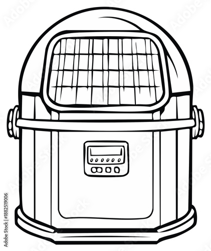 Outline vector illustration of a modern kitchen electric slow cooker appliance