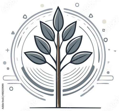 Modern minimalist logo of a tree sapling representing growth nature and sustainability