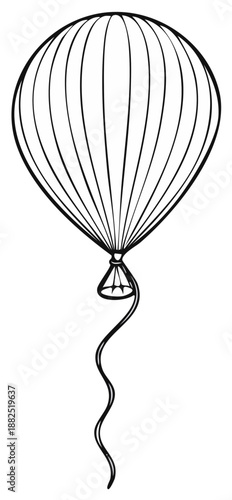 Monochrome balloon illustration showing festive graphic element of fun for a celebration or party decoration design