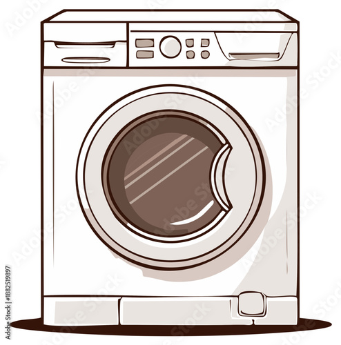 Domestic front load washing machine household laundry appliance clean illustration