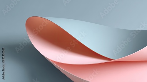Soft Curves of Colored Papers with Light Shadows on a Smooth Gray Background Ideal for Artistic, Design, and Minimalist Themes in Creative Projects