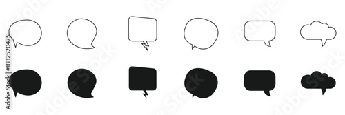 Speech bubble speech line and solid gray icons. Popup bubble collection. Speech Bubbles set. Speech bubble comic signs.