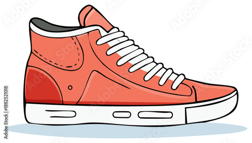 Cartoon style orange high-top sneaker vector illustration