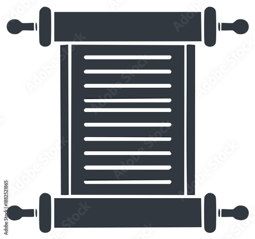 Ancient Scroll Icon Document Flat Vector Illustration Heritage Paper Manuscript History Symbol