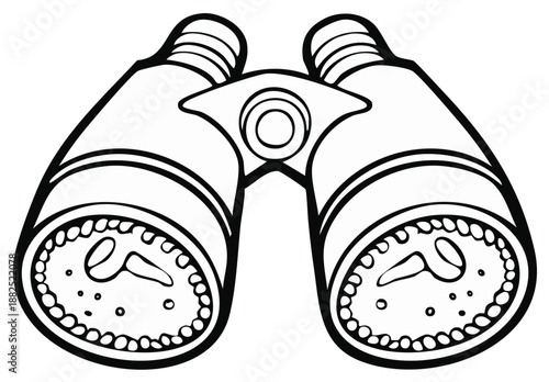 Binoculars line art illustration for adventure exploration and distant observation concepts