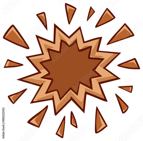 Brown Comic Explosion - Illustration with Star Shape and Jagged Line Details