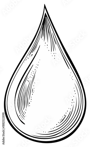 Hand drawn simple water drop illustration black and white ink style graphic element