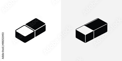 Isometric Black and White of Two Different Eraser Types