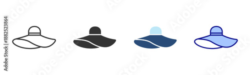 Female Hat Icon Set. Designed In Multi Style