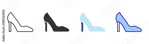 High Heels Icon Set. Designed In Multi Style