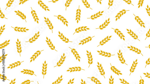 Wheat background. Golden wheat or barley seamless pattern. Wallpaper, farm, harvest, agriculture, organic, packaging, wrapper, backdrop