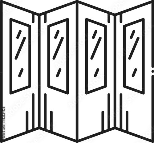 Exhibition advertising fordable curtain stand display line icon or symbol. City street presentation banner thin line sign, advertising light box outline vector icon. Outdoor stand display symbol