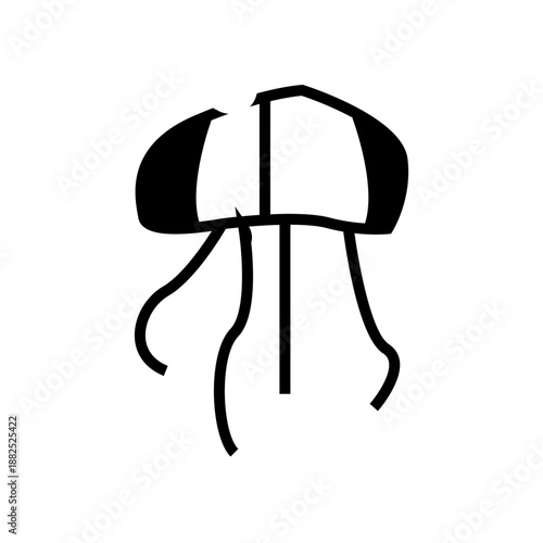 black and white jellyfish glyph icon vector
