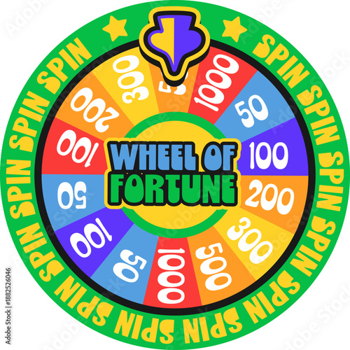 Wheel of fortune casino gambling Y2K groovy sticker or vintage symbol. Gambling luck groovy vector sticker, Vegas jackpot label. Casino fortune patch with spinning wheel of fortune or roulette