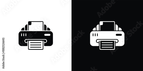 Printer in Black and White on Contrasting Backgrounds