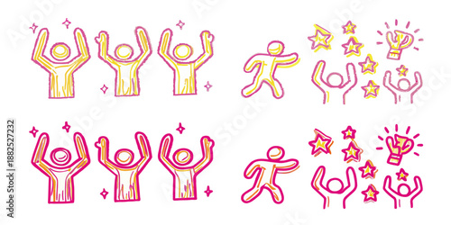 Simplified Vector Illustration of a Stadium Crowd Reacting to a Goal During a Match