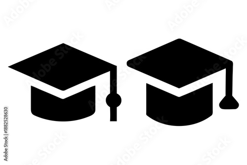 Graduation Cap Icons Set Education Achievement Illustration. graduation caps set eight mortarboard icons with tassels. graduation hat icons set education cap logo design. Vector illustration !