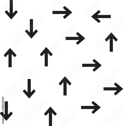 Black arrows pointing in different directions on white background