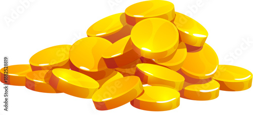 Pile of shiny gold coins St Patrick day symbol of wealth, leprechaun treasure, luck, fortune, riches and success and prosperity. Cartoon vector golden pirate loot, game asset, bonus or reward