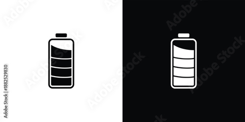 Two Battery with Different Charge Levels on Black and White Backgrounds