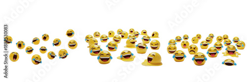 Fotografi Group of 3D laughing face emojis with tears of joy isolated on white background