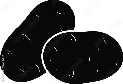 Potato vegetable silhouette icon set isolated flat vector symbols for food agriculture grocery organic design