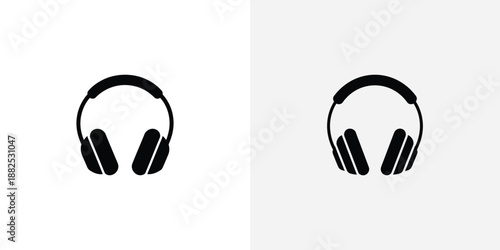 Two Black Over Ear Headphones Side by Side audio stereo