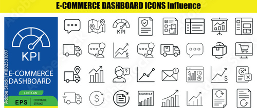 Set of black and white e-commerce dashboard with blue background line