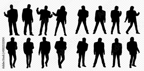 Collection of various business people silhouettes in different poses, representing corporate and professional individuals.