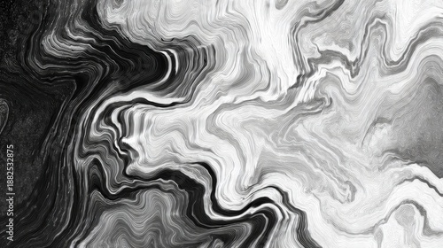 Abstract Monochrome Swirls Dynamic Black and White Fluid Art Background.