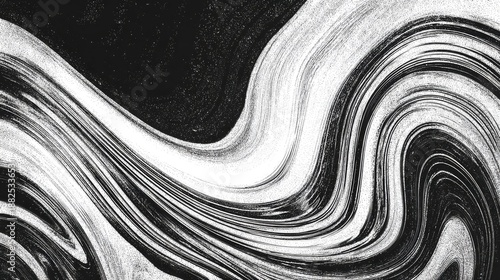 Abstract Monochrome Flowing Waves Pattern with Dynamic Swirls of Light  Dark.