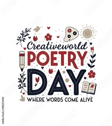 Wallpaper Mural World Poetry Day Hand Lettering Typography Vector Illustration Torontodigital.ca